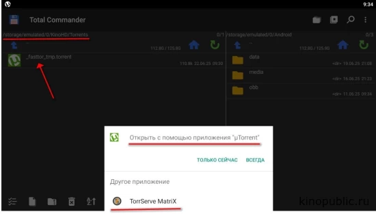 Открывает торрент