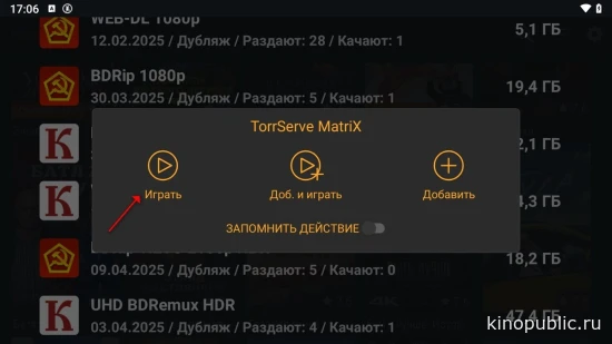 Проигрывание или скачивание